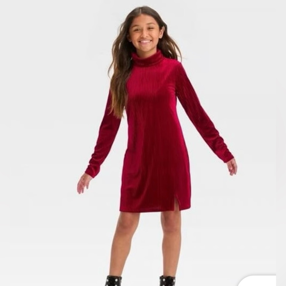 Art Class Girls' Long Sleeve Velvet Turtleneck Dress Size Small 6-7